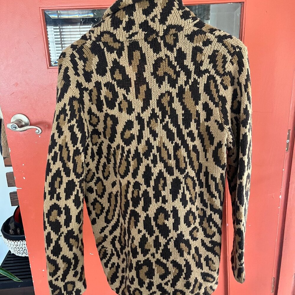 Lauren Ralph Lauren Leopard Print Cardigan - Black and Tan - Picture 3 of 5